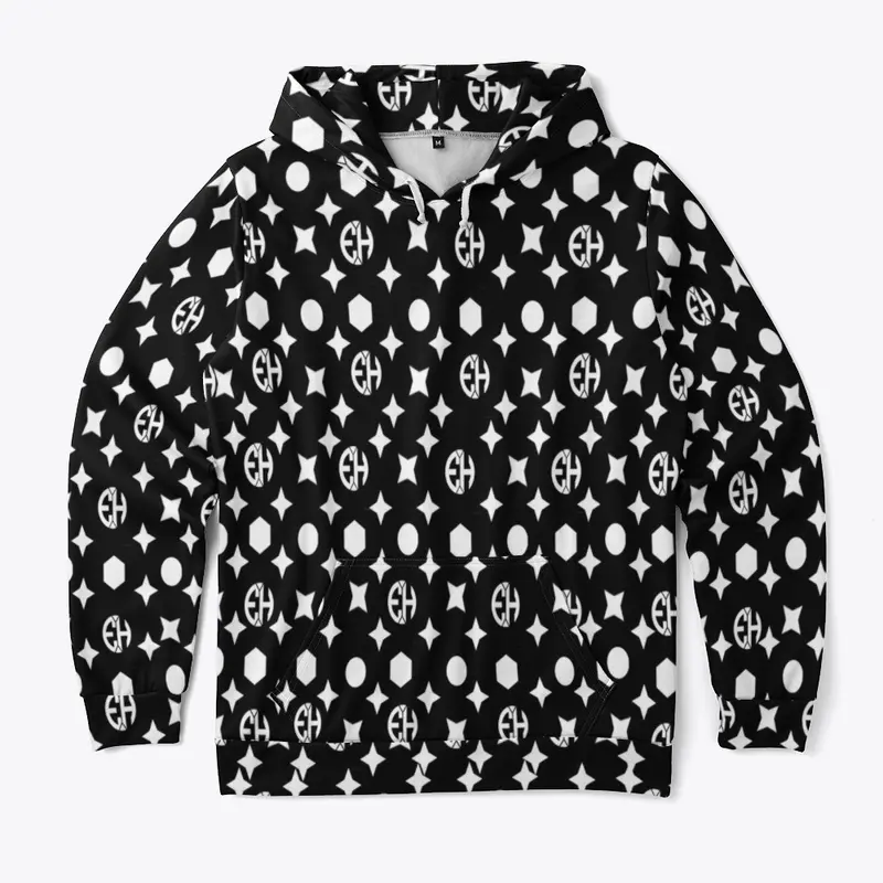 Black  Hoodie - white pattern